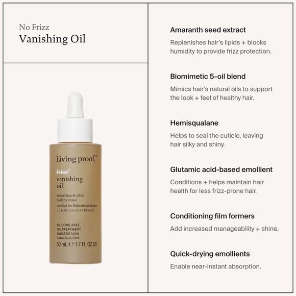 Living Proof No Frizz Vanishing Oil 1.7 oz/50ml. - Picture 2 of 8